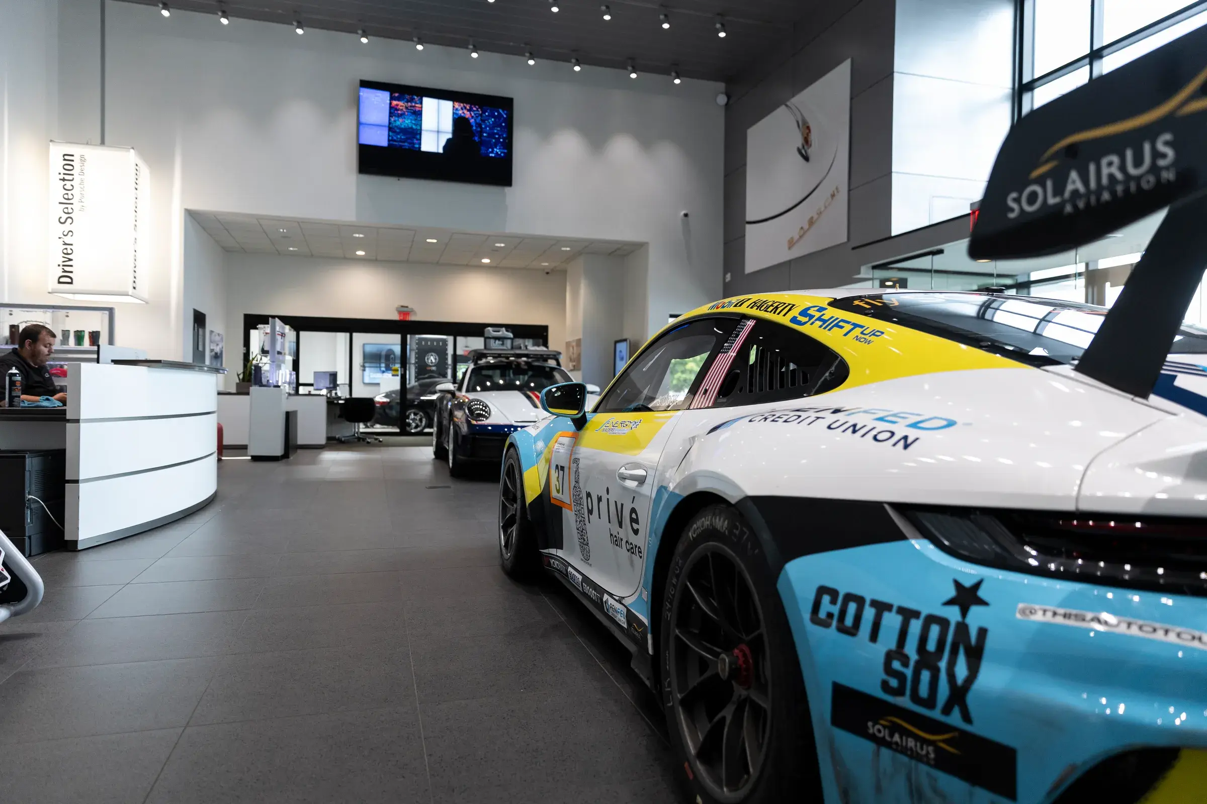 Sabré's Porsche setup at the Tow Wood Porsche event.